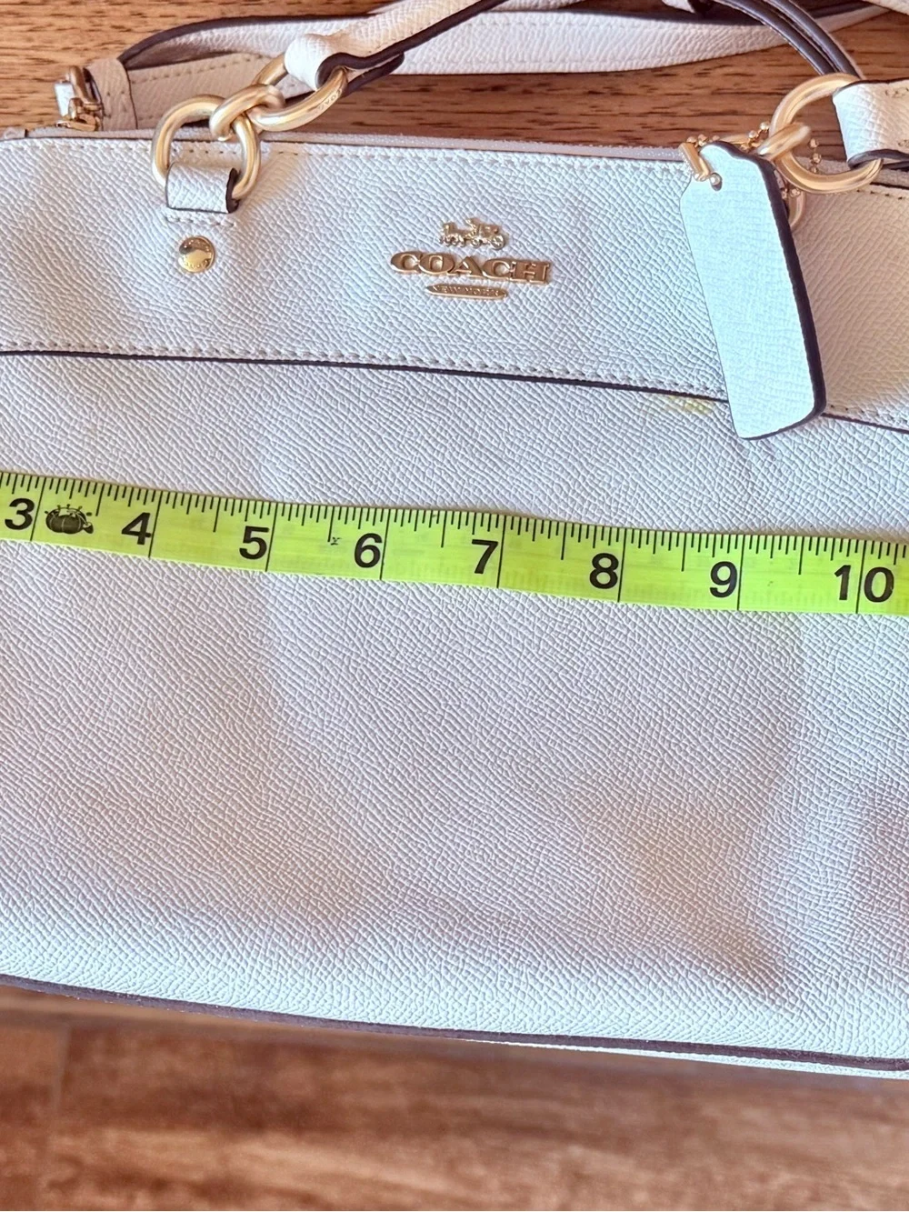 Coach Christie Carryall Ivory Crossgrain Leather Satchel Crossbody